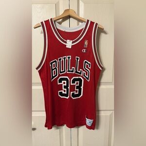 Vintage Champion Bulls Red Basketball Jersey
